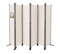 VOUNOT® 6 Panel Room Divider, Folding Freestanding Privacy Screen, Portable Room Partition Divider for Living Room, Bedroom, Office & Home, 340 x 164 cm, Beige