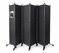 VOUNOT® 6 Panel Room Divider with Wheels, Folding Freestanding Privacy Screen, Portable Room Partition Divider for Living Room, Bedroom, Office & Home, 340 x 171 cm, Anthracite
