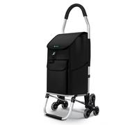 VOUNOT Folding Shopping Trolley on 6 Wheels, 58L - Black, Black
