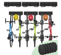VOUNOT® Bike Wall Mounted Rack for 6 Bikes & 3 Helmets, Heavy-Duty Bike Hooks with 6 Anti-Stain Silicone Pads, for Garage, Home, Black