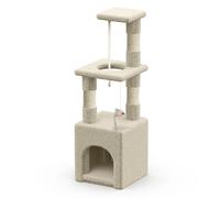 VOUNOT Cat Tree Tower, 88cm Cat Condo with Scratching Post, Multi Level Cat Climbing Play House Indoors, Activity Tree, Beige