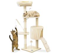 VOUNOT® Cat Tree with Scratching Posts, Multi-Level Cat Activity Centre with Platforms Climbing Ramp and Cozy Condo for Indoor Cats, Beige