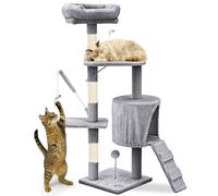 VOUNOT® Cat Tree with Scratching Posts, Multi-Level Cat Activity Centre with Platforms Climbing Ramp and Cozy Condo for Indoor Cats, Grey