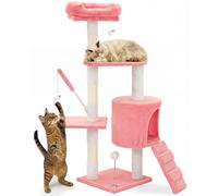 VOUNOT® Cat Tree with Scratching Posts, Multi-Level Cat Activity Centre with Platforms Climbing Ramp and Cozy Condo for Indoor Cats,Pink
