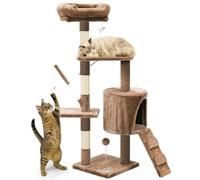 VOUNOT® Cat Tree with Scratching Posts, Multi-Level Cat Activity Centre with Platforms Climbing Ramp and Cozy Condo for Indoor Cats,Brown