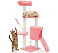 VOUNOT® Cat Tree with Scratching Posts, Multi-Level Cat Activity Centre with Platforms Climbing Ramp and Cozy Condo for Indoor Cats,Pink