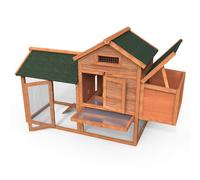 VOUNOT Chicken Coop and Run, Wooden Hen House with Nest Box 152 x 62 x 92 cm
