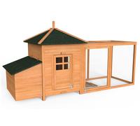 VOUNOT Chicken Coop and Run, Wooden Hen House with Nest Box 190 x 100 x 55cm