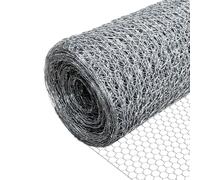 VOUNOT Chicken Wire Mesh, Metal Animal Fence, 13mm Holes, 1m x 25m, Galvanized Silver