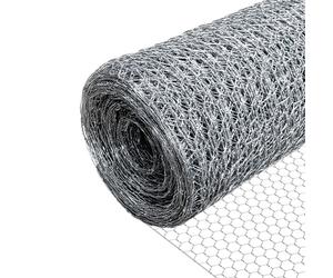 VOUNOT Chicken Wire Mesh, Metal Animal Fence, 25mm Holes, 1m x 25m, Galvanized Silver