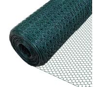 VOUNOT Chicken Wire Mesh, Metal Animal Fence, 25mm Holes, 1m x 25m, PVC Coated Green