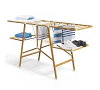 VOUNOT Clothes Airers Indoor, 24m Folding Laundry Drying Rack, Metal, Imitation Wood Design