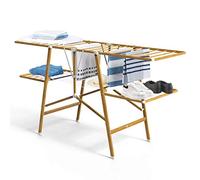 VOUNOT Clothes Airers Indoor, 24m Folding Laundry Drying Rack, Metal, Imitation Wood Design