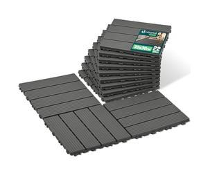 VOUNOT® Composite Decking Tiles Set of 22, Interlocking Outdoor Garden Deck Tiles, Anti-Slip Waterproof Patio Flooring for Balcony, Terrace, 30 x 30 cm, Anthracite