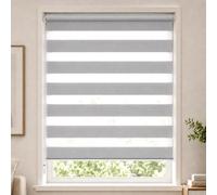 VOUNOT® Day and Night Blinds No Drill, Zebra Roller Blinds for Windows, Double Layer Translucent and Blackout Fabric, Easy Installation Window Shades, Grey, 100 x 150 cm