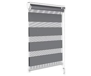 VOUNOT® Day and Night Blinds No Drill, Zebra Roller Blinds for Windows, Double Layer Translucent and Blackout Fabric, Easy Installation Window Shades, Grey, 55 x 150 cm