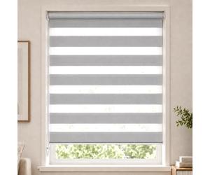 VOUNOT® Day and Night Blinds No Drill, Zebra Roller Blinds for Windows, Double Layer Translucent and Blackout Fabric, Easy Installation Window Shades, Grey, 100 x 150 cm