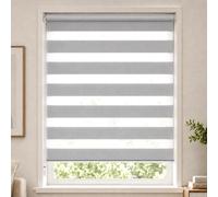 VOUNOT Zebra Roller Blind Double Fabric, Day and Night Translucent or Blackout Vision Curtains, No Drilling for Window and Door , Grey, 80 x 150 cm