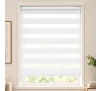 VOUNOT® Day and Night Blinds No Drill, Zebra Roller Blinds for Windows, Double Layer Translucent and Blackout Fabric, Easy Installation Window Shades, White, 100 x 150 cm