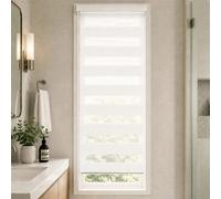 VOUNOT Day and Night Zebra Roller Blind with Clips 55 x 150 cm, Double Fabric Translucent or Blackout Vision Curtains for Window and Door, No Drilling, White