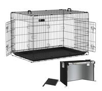 VOUNOT® Dog Crate Portable Pet Crate Foldable Secure Puppy Cage with 2 Doors, Removable Slide Tray, Carry Handles, XXL 48 Inches, Black