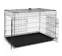 VOUNOT Dog Crate Portable Pet Crate Foldable Secure Puppy Cage with 2 Doors, Removable Slide Tray, Carry Handles, XXL 48 Inches, Black