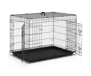 VOUNOT® Dog Crate Portable Pet Crate Foldable Secure Puppy Cage with 2 Doors, Removable Slide Tray, Carry Handles, XL 42 Inches, Black