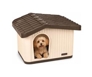 VOUNOT® Dog House, Weatherproof Pet Shelter with Sloped Roof, Durable Kennel with Non-Slip Feet for Indoor & Outdoor Use, 60×51×41 cm, Beige