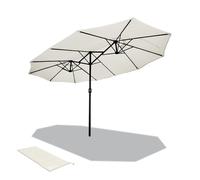 VOUNOT Double Garden Parasol with Hand Crank with Cover, 4.6m Beige