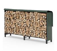 VOUNOT Firewood Log Rack with Waterproof Cover, Metal Log Store Outdoor, 200 x 115 x 40 cm, Green