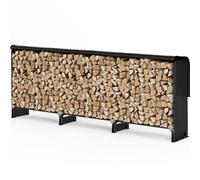 VOUNOT® Firewood Log Rack with Waterproof Cover, Metal Log Store Outdoor, 300 x 116 x 36 cm, Black