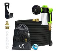 VOUNOT Flexible Garden Hose 15m, Expandable Water Hose Pipe with 8 Modes Water Spray Nozzles Soap Dispenser, Magic Water Pipe, Black