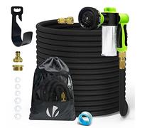 VOUNOT Flexible Garden Hose 100FT, 8 Modes with Soap Dispenser Black