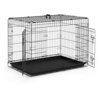 VOUNOT® Dog Crate Portable Pet Crate Foldable Secure Puppy Cage with 2 Doors, Removable Slide Tray, Carry Handles, Large 36 Inches, Black
