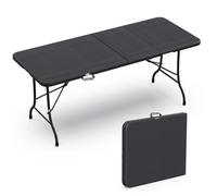 VOUNOT Folding Picnic Table Portable Party Trestle Table for BBQ Camping Black