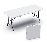 VOUNOT Folding Picnic Table Portable Party Trestle Table for BBQ Camping Indoor Outdoor, White