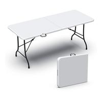 VOUNOT Folding Picnic Table Portable Party Trestle Table for BBQ Camping White