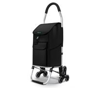 VOUNOT Folding Shopping Trolley on 6 Wheels, Aluminium Lightweight Shopping Cart, 45L, Black