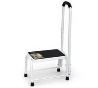 VOUNOT® Folding Step Stool Metal with Handle, Anti-Slip Platform, Portable Half-Step Stool 150kg Capacity for RV, Camping Kitchen, Bathroom, Office Home & Garage