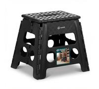 VOUNOT® Folding Step Stool, Portable Stepping Stool with Carrying Handle, Anti-Slip Folding Stool for Bathroom, Garden, Camping, Home, 37 x 30 x 32.5 cm, Black