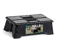 VOUNOT® Folding Step Stool, Portable Stepping Stool with Carrying Handle, Compact Anti-Slip Folding Stool for Bathroom, Garden, Camping, Home, 39.5 x 24 x 13 cm, Black