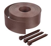 VOUNOT High flexible PE garden edging 20M with brown stakes