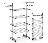 VOUNOT Large 4 Tier Clothes Airer, Laundry Drying Rack Foldable Stainless Steel