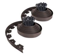 Vounot Lawn Edging 20 M With 60 Pegs, Flexible Plastic Garden Border Strips For Grass, Flower Beds, Path, Gravel, 5 Cm High, Brown