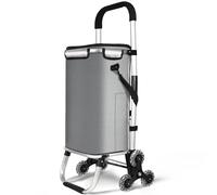 VOUNOT Lightweight Folding Insulated Shopping Trolley Cart on 6 Wheels 50L Grey