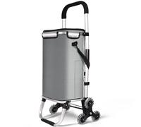 VOUNOT Lightweight Folding Insulated Shopping Trolley Cart on 6 Wheels 50L Grey