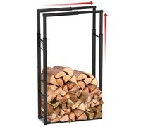 VOUNOT Firewood Log Rack, Retractable Metal Log Store Holder for Outdoor or Indoor, 9 Adjustable Sizes, Maximum dimension 65 x 25 x 150 cm, Black