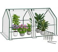 VOUNOT Mini Greenhouse w/2 Zipper Window, Reinforced PE Cover for Plants, White
