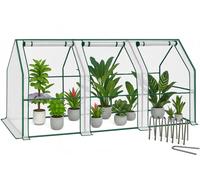 VOUNOT Mini Greenhouse w/ 3 Zipper Window, Reinforced PE Cover for Plants, White