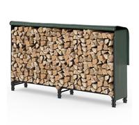 VOUNOT Outdoor Metal Firewood Log Rack with Waterproof Cover, 200x115x40cm